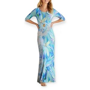 Soft Surroundings Blue-Aqua Floral Maxi Dress